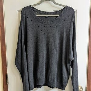 Gap charcoal heather grey sweater RN 54023 peekaboo holes XL